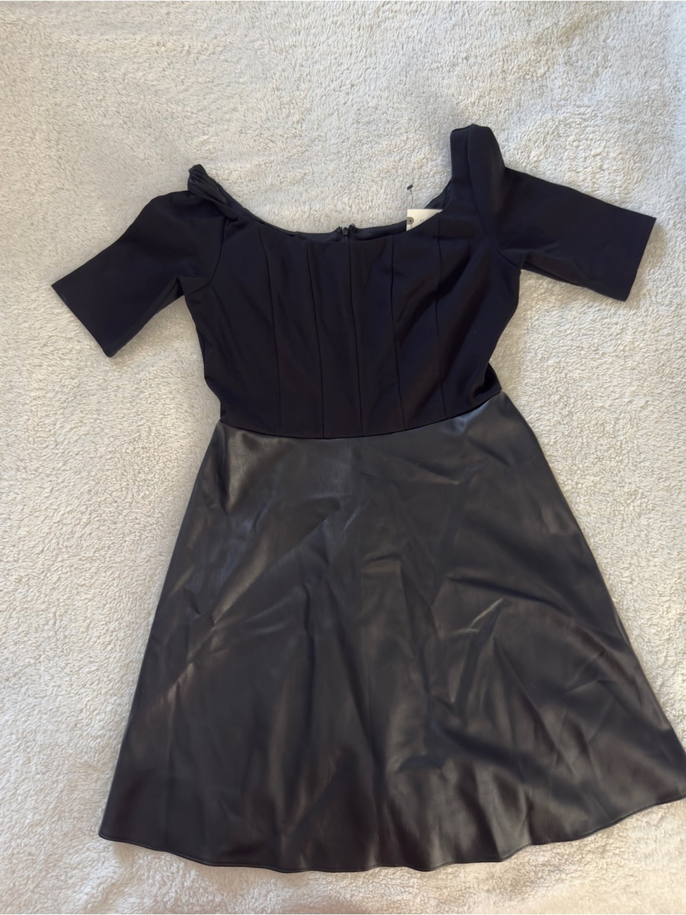 Anthropologie Bailey 44 Black Faux-Leather A-Line Dress size large